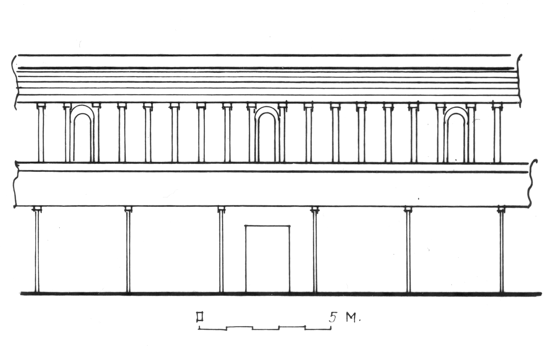 Արտաքին պատի ներքին հարթությունը տաճարի առաջին և երկրորդ աստիճանների սահմաններում (վերակազմություն)